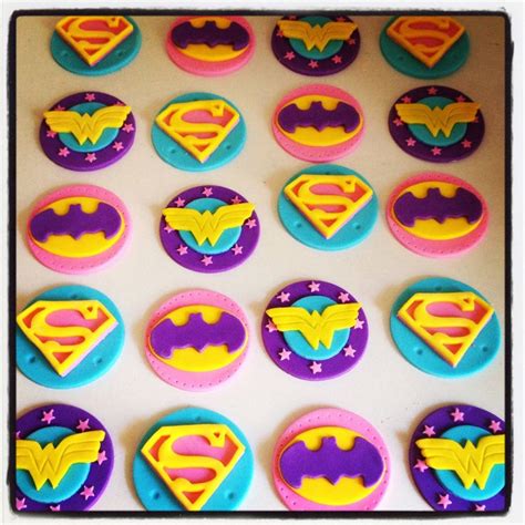 24 x Girlie Superhero Cupcake Toppers - Batgirl, Wondergirl ...