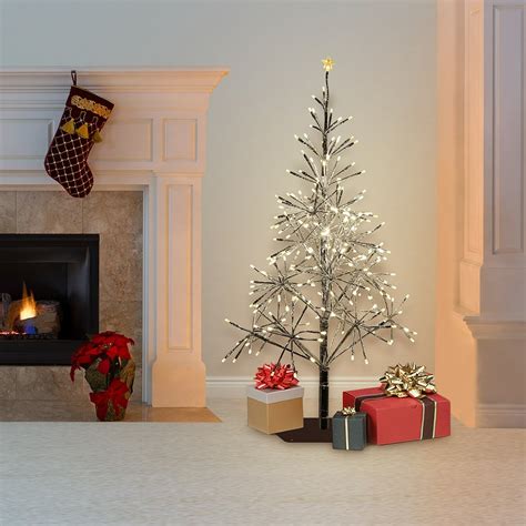 Alpine Corporation Festive Silver Christmas Tree with LED Lights - Walmart.com - Walmart.com