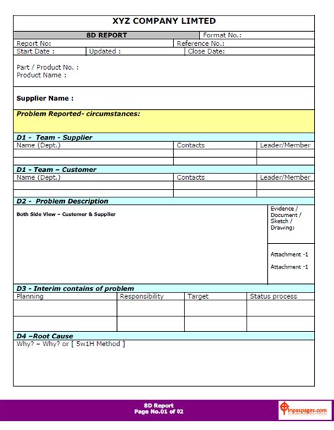 8D Report Format Template (5) | PROFESSIONAL TEMPLATES | Report ...