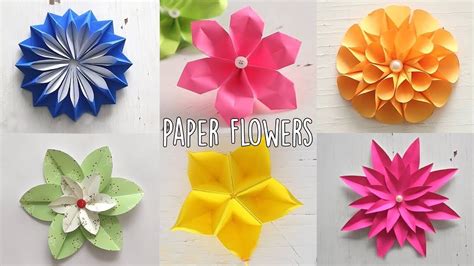 6 Easy Paper Flowers | Flower Making | DIY - YouTube