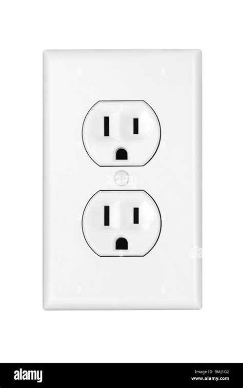 An American 110 volt three prong electrical power outlet isolated on ...