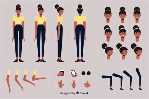 Free Vector | Cartoon woman character template | Character template, Vector character design ...