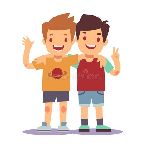 Two Boys Hugging, Best Friends, Happy Smiling Kids Vector Illustration ...