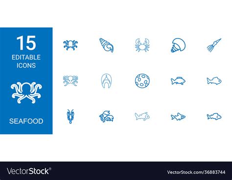 Seafood icons Royalty Free Vector Image - VectorStock