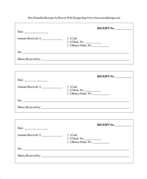 Printable Blank Receipt Form - Printable Forms Free Online