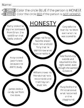 Honesty Worksheet by Miss Krista | TPT