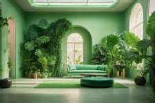 Cozy Interior On Light Green Colors Free Stock Photo - Public Domain Pictures