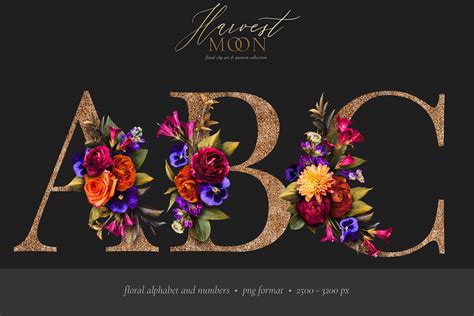 Harvest Moon Floral Clip Art Kit - Design Cuts