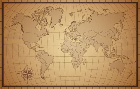 Brown Vintage Outline World Map 21955421 Vector Art at Vecteezy