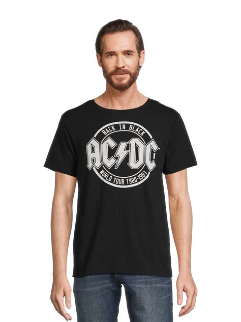 AC/DC Back In Black World Tour Men's & Big Men's Graphic Tee Shirt ...