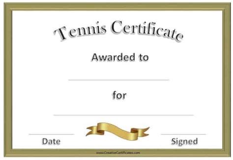 Free Tennis Certificate Templates | Customizable & Printable