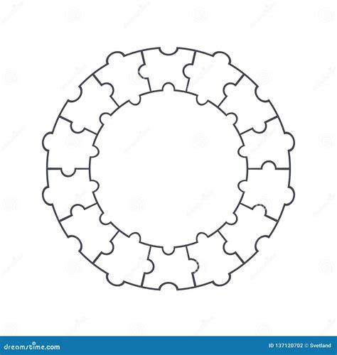 Puzzle Circle. Puzzle Round. Jigsaw Puzzle Template. Stock Vector - Illustration of center ...