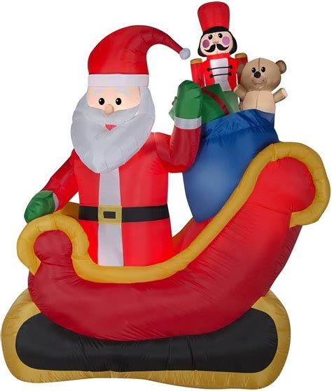 Amazon.com: Holiday Time Santa Sleigh Christmas Inflatable 7.5 Feet ...