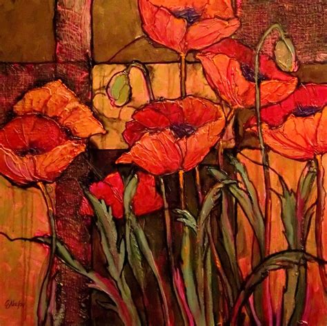 abstract poppy paintings | Seven Poppies, 10105, textured floral ...