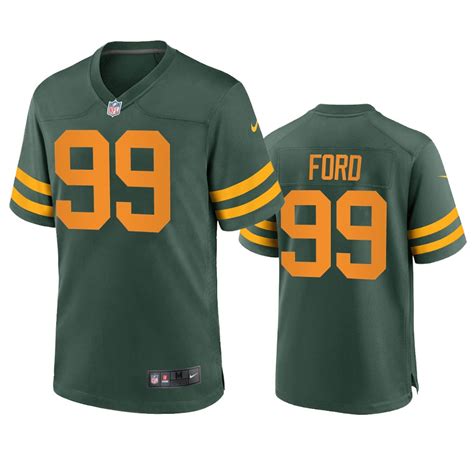 Mens Green Bay Packers #99 Jonathan Ford 2021 Green Alternate Retro Throwback Jersey