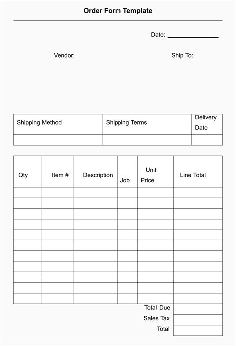 Blank Order Forms - 10 Free PDF Printables | Printablee