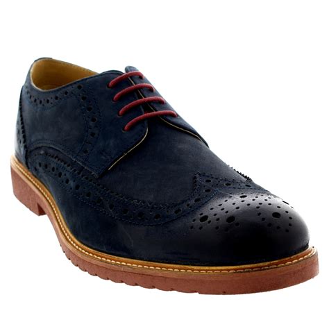 Mens Ikon Hazel Casual Wingtip Brogues Lace Up Leather Formal Shoes All ...