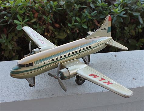 ANTIQUE Vintage Tin Friction Arnold Tippco Convair KLM Toy Airplane ...