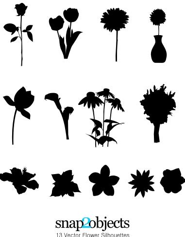 13 Vector Flower Silhouettes