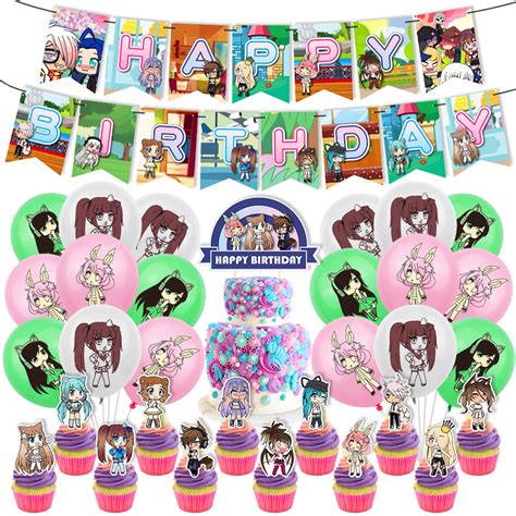 Buy 32 PCS Gacha Life Birthday Party Supplies Gacha Life Theme Birthday Party Decorations For ...