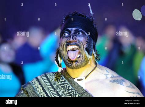 Maori warrior at the opening ceremony of the Rugby World Cup at Eden Park in Auckland, New ...