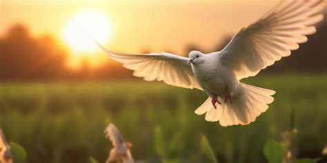 White Dove Flying on Sunset Background, Bird of Peace Symbol, International Peace Day. 24670620 ...