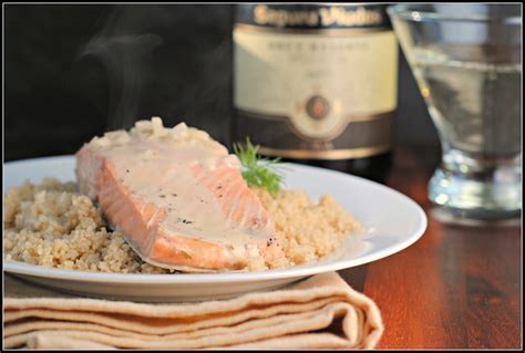 Champagne Poached Salmon with Champagne Cream Sauce