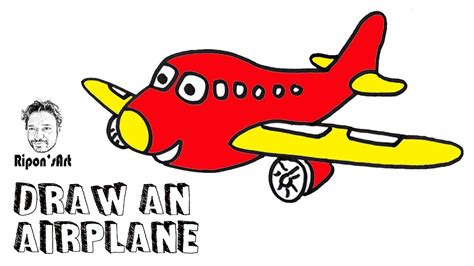 How to draw a cartoon airplane easy . - YouTube