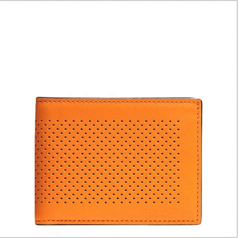 Coach Men's Slim Billfold ID Wallet Orange in Perforated leather - F75227 #Coach #Bifold ...