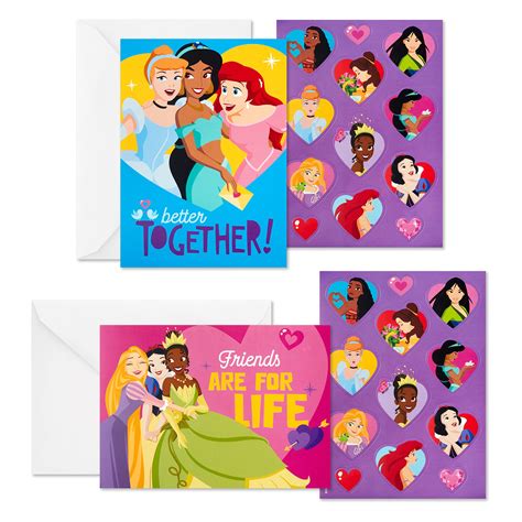 Buy Hallmark Disney Princess Valentines Day Cards for Kids (24 Valentine Cards, 24 Sticker ...