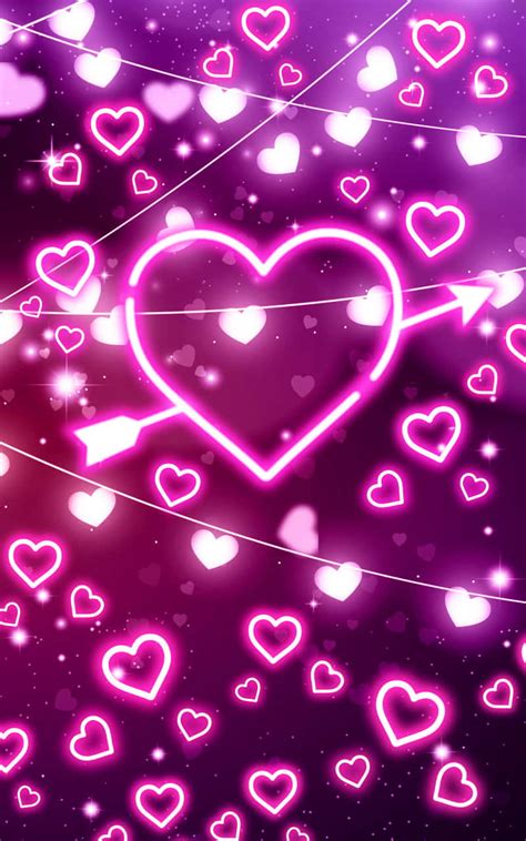 Download Pink Neon Heart With Arrow Wallpaper | Wallpapers.com