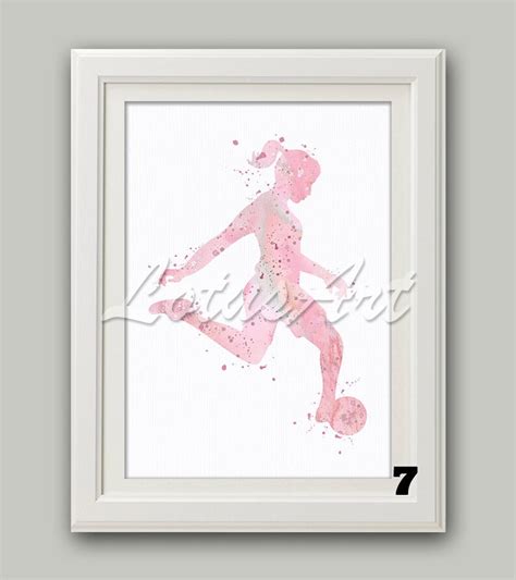 Girl Soccer Player Watercolor Wall Art Print Football Sports | Etsy