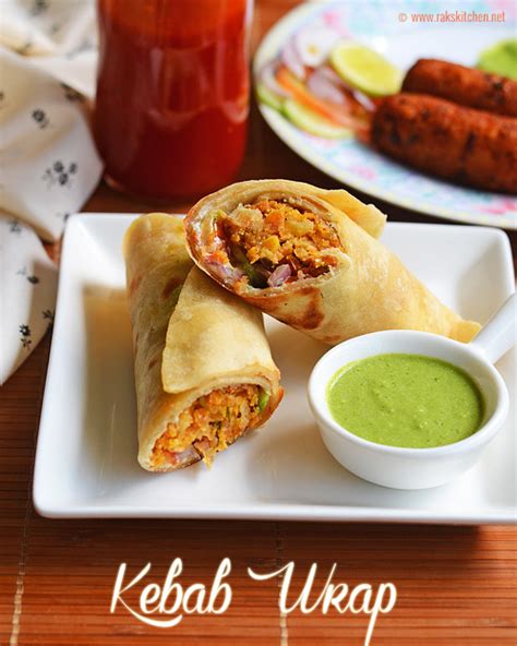 Kebab wrap recipe (Vegetarian kebab wraps) - Raks Kitchen