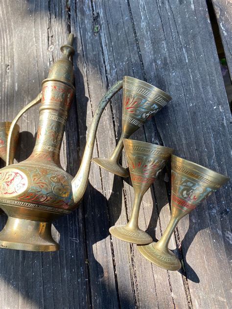 Antique Turkish Brass Tea Set - Etsy