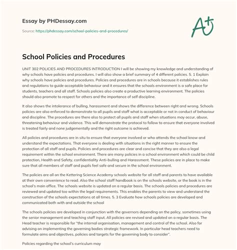 School Policies and Procedures - PHDessay.com