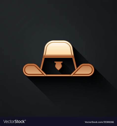 Gold sheriff hat with badge icon isolated on black