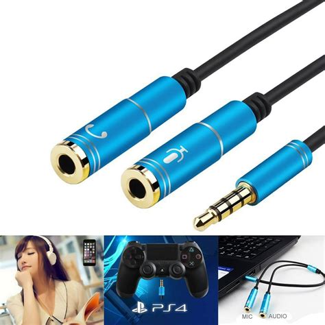 Headset Adapter, Portable Headset Adapter Splitter 3.5mm Jack Cable ...