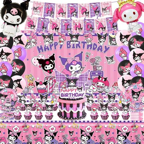 Kuromi Birthday Decorations, Kuromi Party Supplies Including Backdrop ...