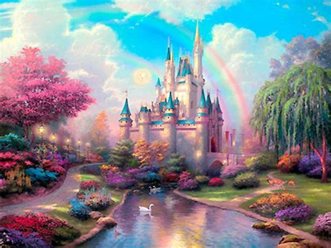 Thomas Kinkade - Cinderella - A New Day at the Cinderella Castle | Disney paintings, Castle ...