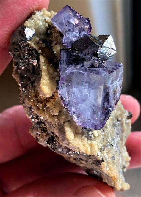 Phantom Fluorite, Chalcopyrite, Mica - Afghanistan Purple Gems ...