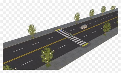 This Rendering Shows A Four-lane Road With A Midblock, HD Png Download ...