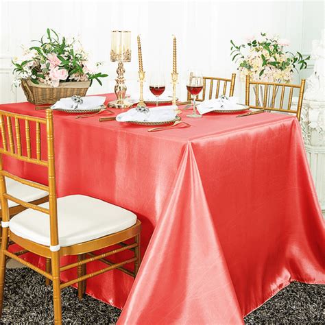 72" x 120" Coral Rectangular Satin Tablecloths