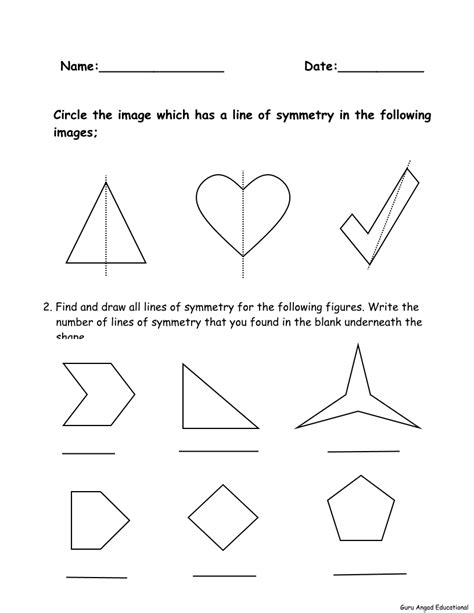 Line Of Symmetry Worksheet - Wordworksheet.com