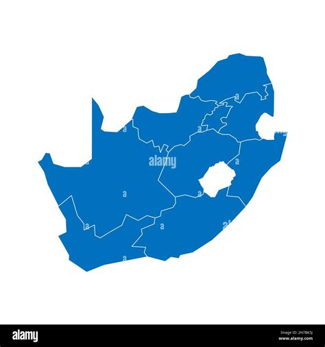 South Africa political map of administrative divisions - provinces. Solid blue blank vector map ...