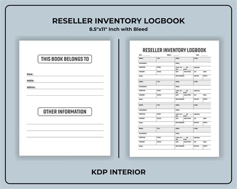 Reseller Inventory Log book Template 24805534 Vector Art at Vecteezy