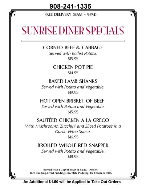 Daily Specials - Sunrise Diner