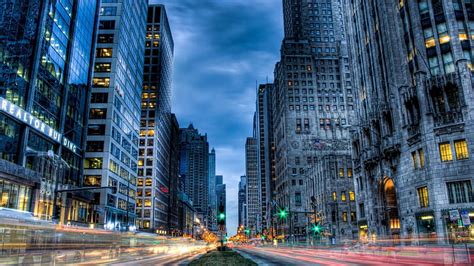 Gorgeous michigan ave. in chicago r, city, blvd, dusk, r, long exposure, lights, HD wallpaper ...