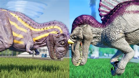 Ace Vs Spiny Carnotaurus Vs Spinosaurus Jurassic World Evolution | The ...