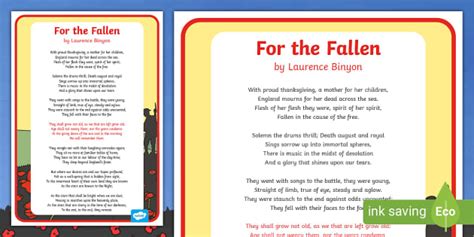 Remembrance Day Poem For The Fallen | Australian Curriculum