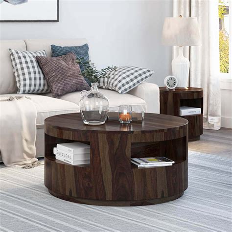Ladonia Rustic Solid Wood Round Coffee Table